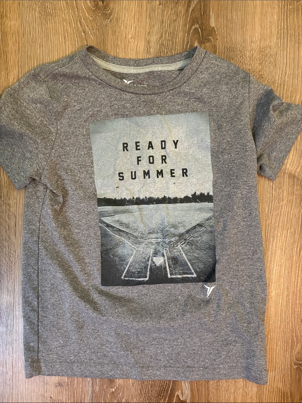 3/$20! Boys kids 6 7 Old Navy Gray Graphic 'Ready for Summer' Short Sleeve shirt